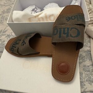 Chloé Green Slide Sandals